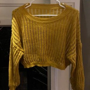Yellow Cropped Sweater, Perfect For Fall, Size M